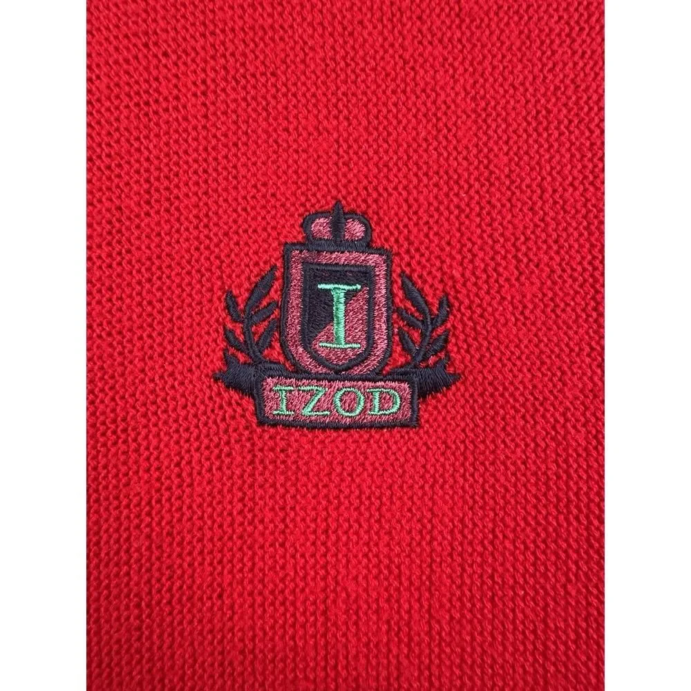 Vintage 90s Izod Cardigan Sweater XL‎ Button Red Made in USA Eclectic Grandpa